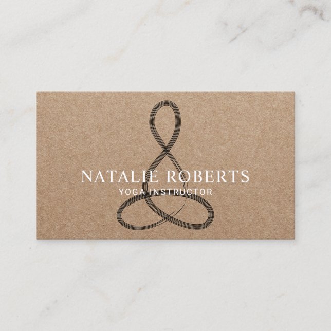 Yoga Instructor Meditor Logo Rustic Kraft Visitenkarte (Vorderseite)