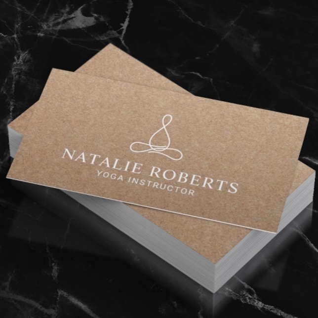 Yoga Instructor Minimalistisch Line Logo Rustic Kr Visitenkarte (Von Creator hochgeladen)