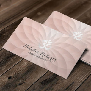 Yoga Instructor Om Logo Rose Gold Lotus Floral Visitenkarte