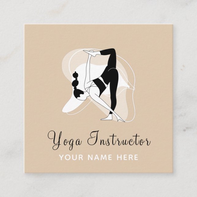Yoga Instructor Pilates Woman Stretch Illustration Quadratische Visitenkarte (Vorderseite)