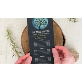 YOGA Instructor Price List Eleganter Wasserfarben Werbekarte