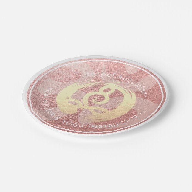 Yoga Instructor Rose Gold Meditation Pose ZEN OM Pappteller (Schrägansicht)