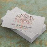 Yoga Instructor Rose Gold Tree Elegante Wäsche Visitenkarte<br><div class="desc">Yoga Instructor Rose Gold Tree Elegante Linen Business Cards.</div>