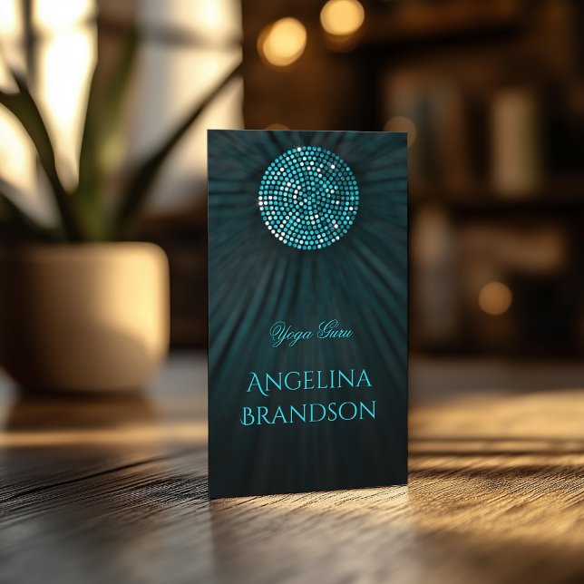 Yoga Instructor Shimmering Circle Business Card Visitenkarte (Perfect for business)