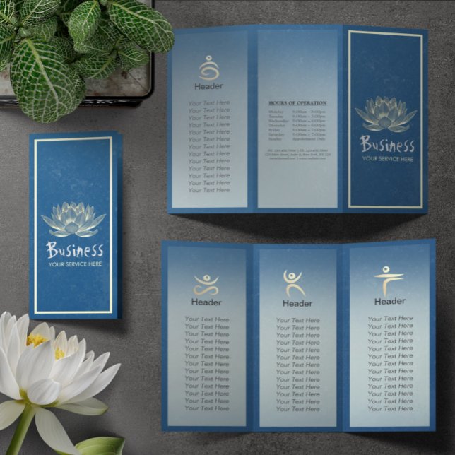 Yoga Instructor Studio Brochure Tri-Fold Lotus (Créateur téléchargé)