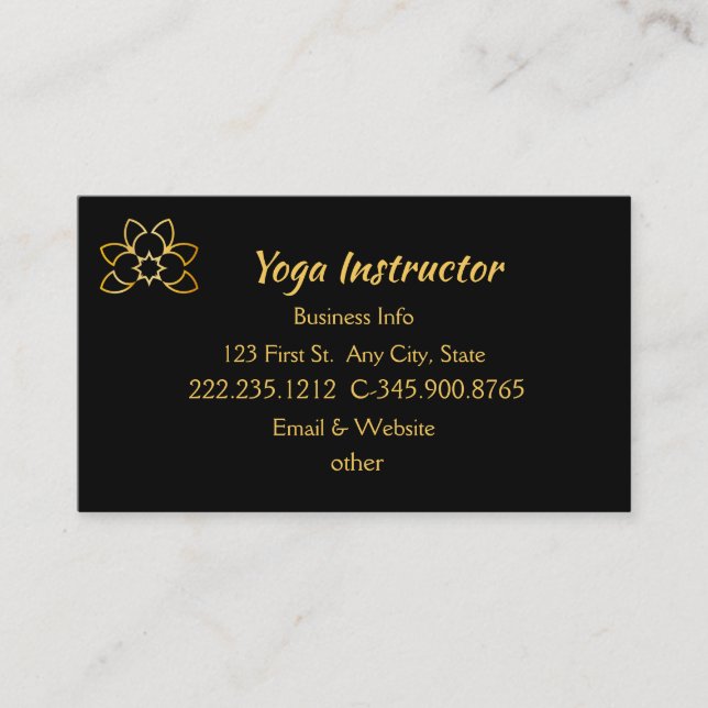 Yoga Instructor Studio Business Card Visitenkarte (Vorderseite)