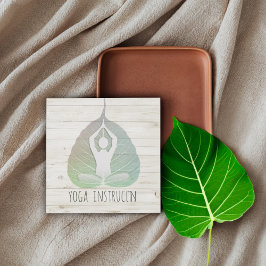 Yoga Instructor Studio Meditation Pose Bodhi Leaf Quadratische Visitenkarte