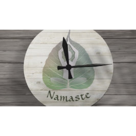 Yoga Instructor Studio Meditation Pose Bodhi Leaf Runde Wanduhr