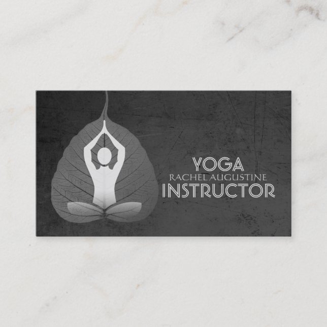 Yoga Instructor Studio Meditation Pose Bodhi Leaf Visitenkarte (Vorderseite)