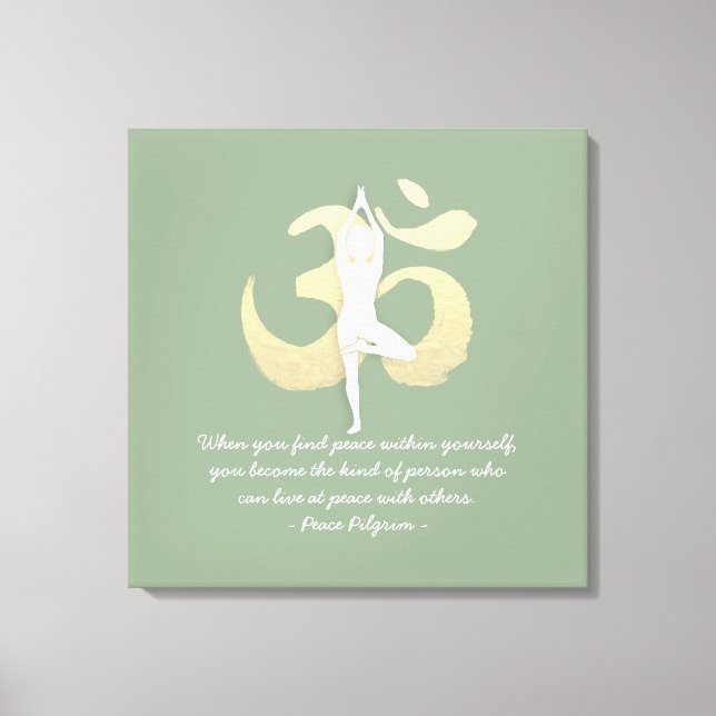 Yoga Instructor Studio Quotes Tree Pose OM Symbol Leinwanddruck (Vorderseite)