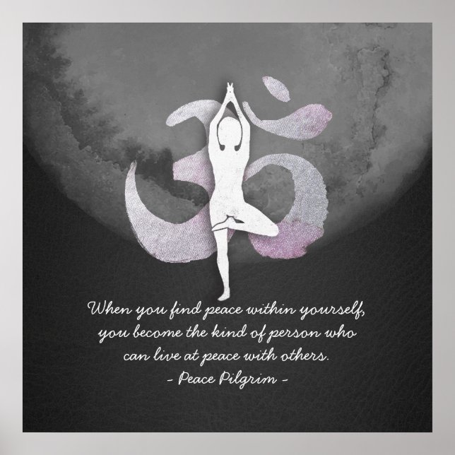Yoga Instructor Studio Quotes Tree Pose OM Symbol Poster (Vorne)