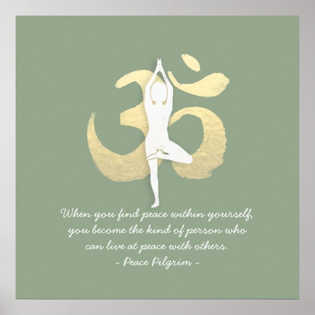 Yoga Instructor Studio Quotes Tree Pose OM Symbol Poster (Vorne)