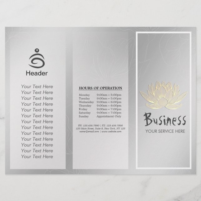 Yoga Instructor Studio Tri-Fold Broschüre Lotus (Vorderseite)