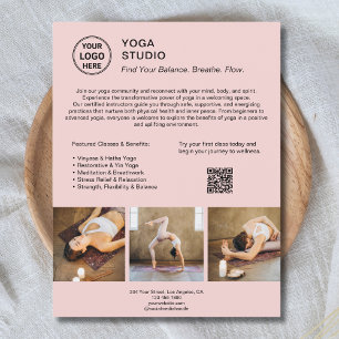 Yoga Instructor Teacher Pink Promotionbusiness Flyer