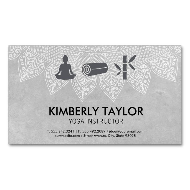 Yoga Instructor Tribal Pattern Meditation Magnetische Visitenkarte (Vorderseite)