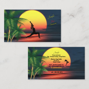 Yoga Instructor Tropical Sunset Palm Trees Aloha Visitenkarte
