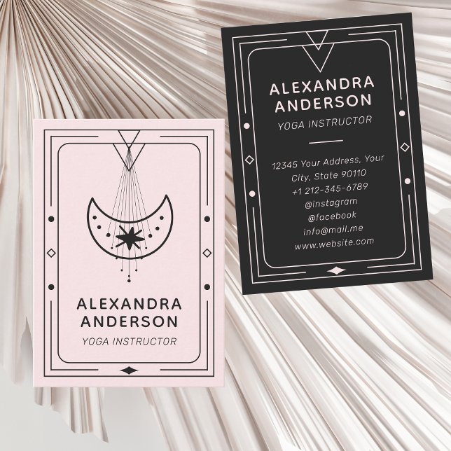 Yoga Instructor Visitenkarte (Geometric Celestial Crescent Moon Yoga Instructor Business Card)