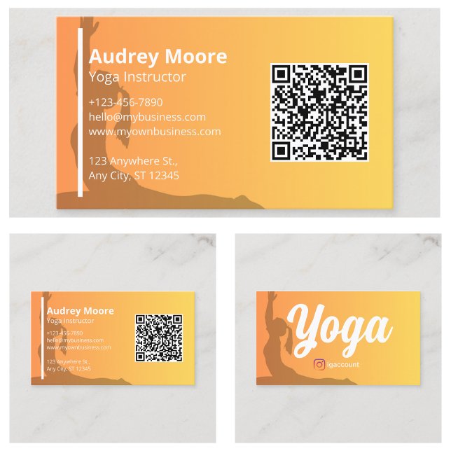 Yoga Instructor Vorlagen QR Code Visitenkarte (Yoga Instructor Templates QR Code Business Card
)