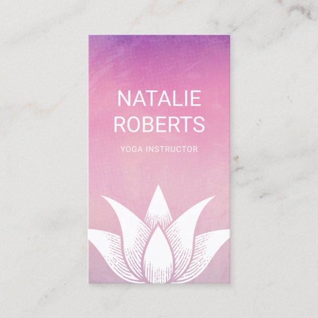 Yoga Instructor Wasserfarbe Lotus Blume Therapeut Visitenkarte (Vorderseite)