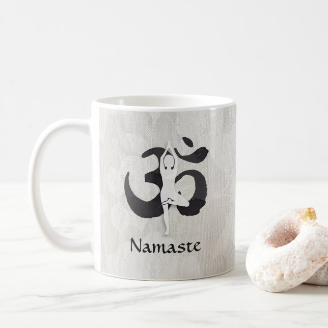 YOGA Instructor Wasserfarbe Meditation Pose Om Sig Kaffeetasse (Mit Donut)