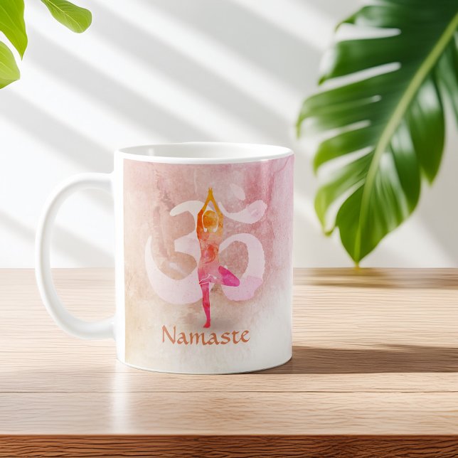 YOGA Instructor Wasserfarbe Meditation Pose Om Sig Kaffeetasse (Von Creator hochgeladen)