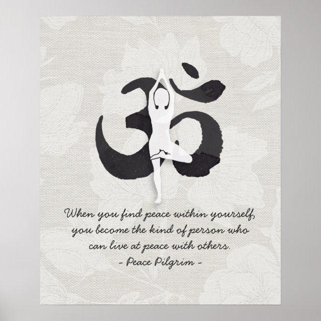 YOGA Instructor Wasserfarbe Meditation Pose Om Sig Poster (Vorne)