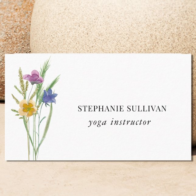 Yoga Instructor Wildblume Business Card Visitenkarte (Von Creator hochgeladen)