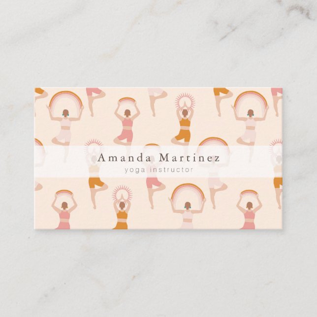 Yoga Instructor Women Yoga Pose Light Pink Visitenkarte (Vorderseite)