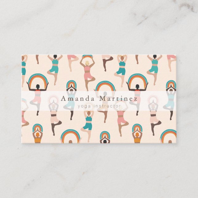 Yoga Instructor Women Yoga Pose Light Tan Visitenkarte (Vorderseite)