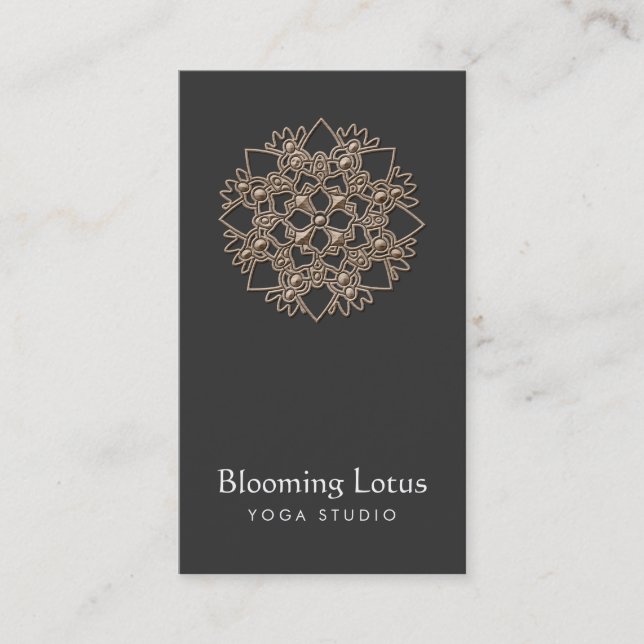 Yoga Instructor Wood Lotus Black (Nicht echtes Hol Visitenkarte (Vorderseite)