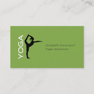 Yoga Instructor Yoga Pose Silhouette auf Green Bac Visitenkarte