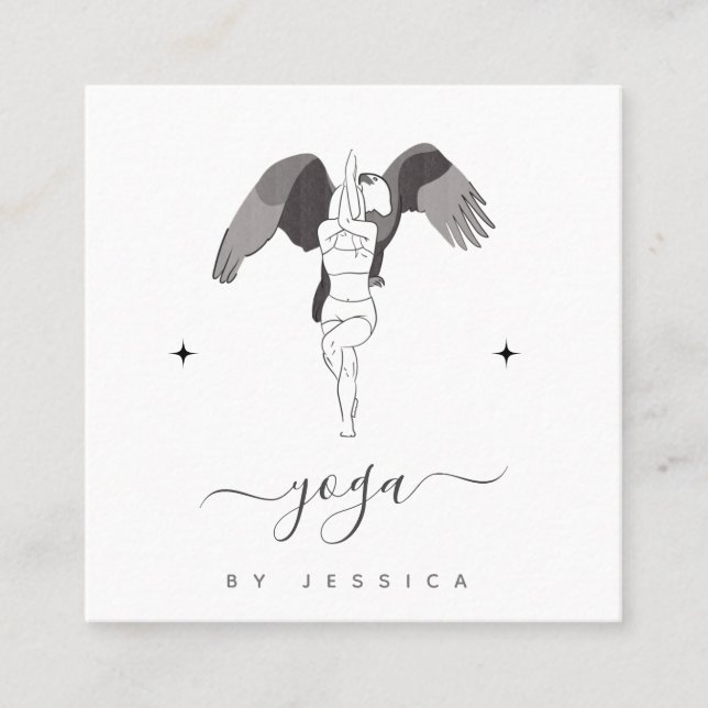 Yoga Instructor Yogi & Eagle Pose Sparkle Elegante Quadratische Visitenkarte (Vorderseite)