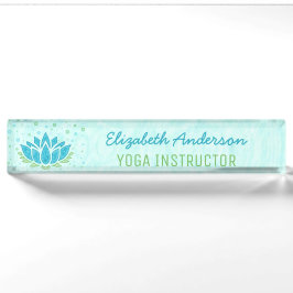 Yoga-Instruktor| Blue Lotus Blume Zen Meditation Namensplakette