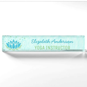 Yoga-Instruktor Blue Lotus Blume Zen Meditation Namensplakette