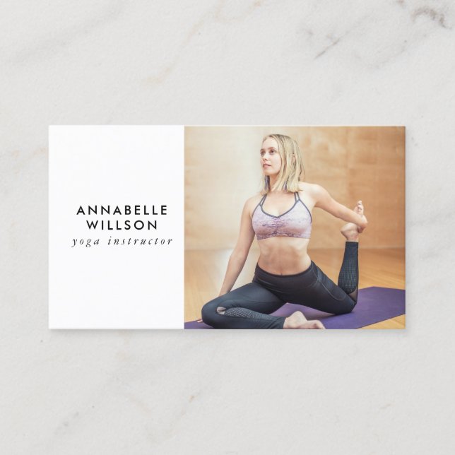 Yoga-Instruktor für modernes Foto Visitenkarte (Vorderseite)