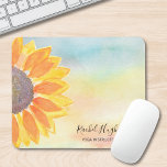Yoga-Instruktor für Sonnenblumen Mousepad<br><div class="desc">Dieses Blumenmousepad ist mit einer gelben Sonnenblume,  einer stylischen Schrifttyp und einem Aquarellhintergrund geschmückt. Einfach anpassbar. Original Wasserfarbe © Michele Davies.</div>