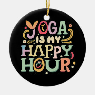 Yoga ist meine Happy Hour Keramik Ornament