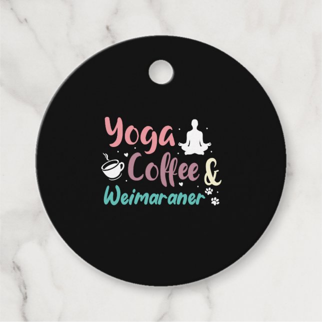 Yoga-Kaffee und Weimaraner Geschenkanhänger (Vorderseite)