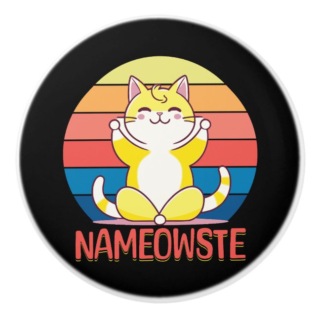 Yoga-Katze Keramikknauf (Vorderseite)