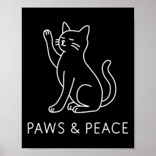 Yoga-Katze Linienkunst - Pfoten und Friedensmotiv Poster