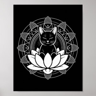 Yoga-Katze Lotusblume Achtsamkeit Meditation Tee _ Poster