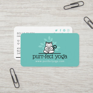 Yoga-Katze Meditieren Yoga-Pose Aquamarin Visitenkarte