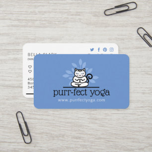 Yoga-Katze Meditieren Yoga Pose Blau Visitenkarte