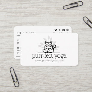 Yoga-Katze Meditieren Yoga-Pose Weiß Visitenkarte