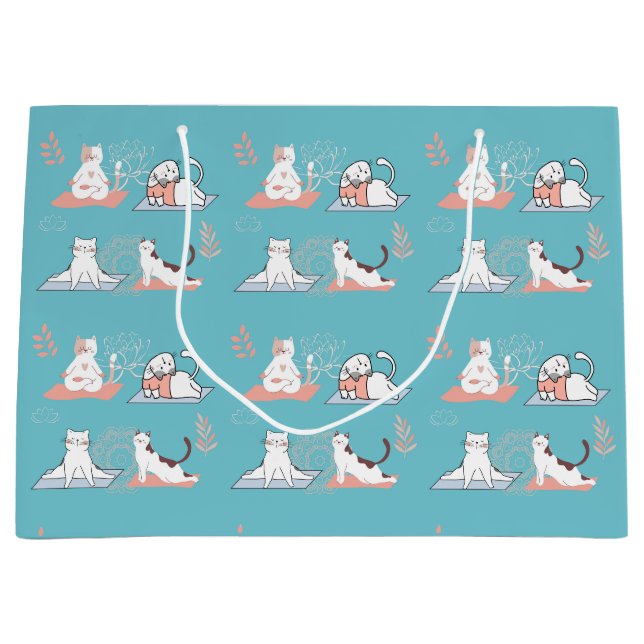 Yoga-Katzen Große Geschenktüte (Vorderseite)