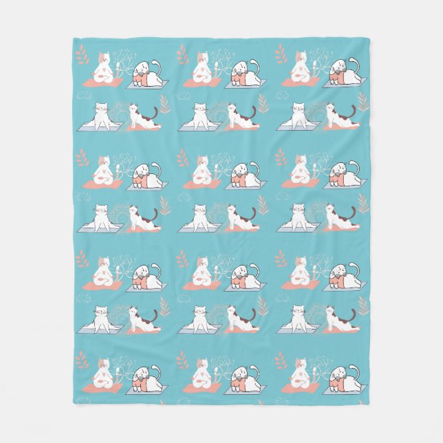 Yoga-Katzen Lotus Fleecedecke (Vorderseite)