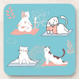 Yoga-Katzen Lotus Getränkeuntersetzer
