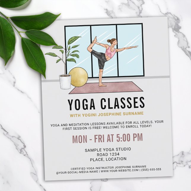 Yoga-Klassen Tänzerin Pose Yoga-Lehrer Unterricht Flyer (Von Creator hochgeladen)