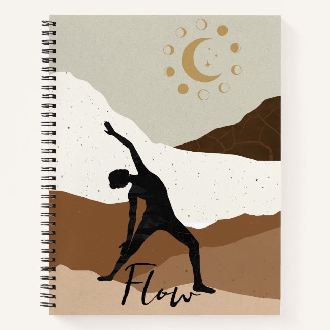 Yoga Krieger Pose Silhouette Meditation Fluss zen Notizbuch (Vorderseite)