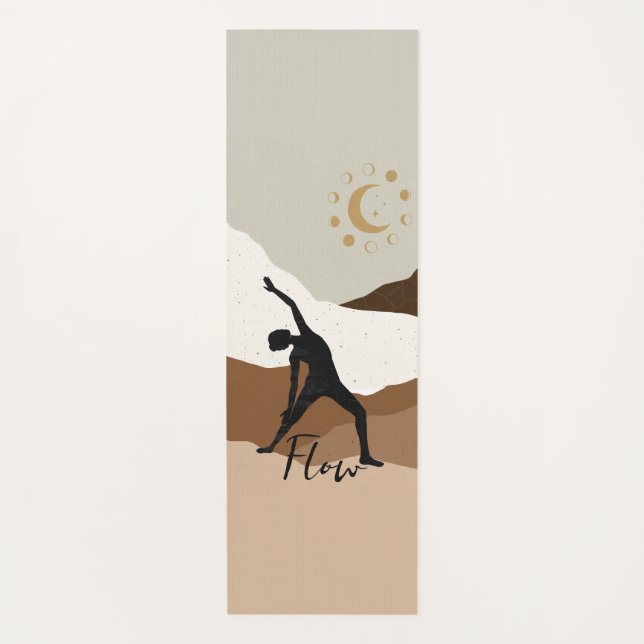 Yoga Krieger Pose Silhouette Meditation Fluss zen Yogamatte (Vorderseite)